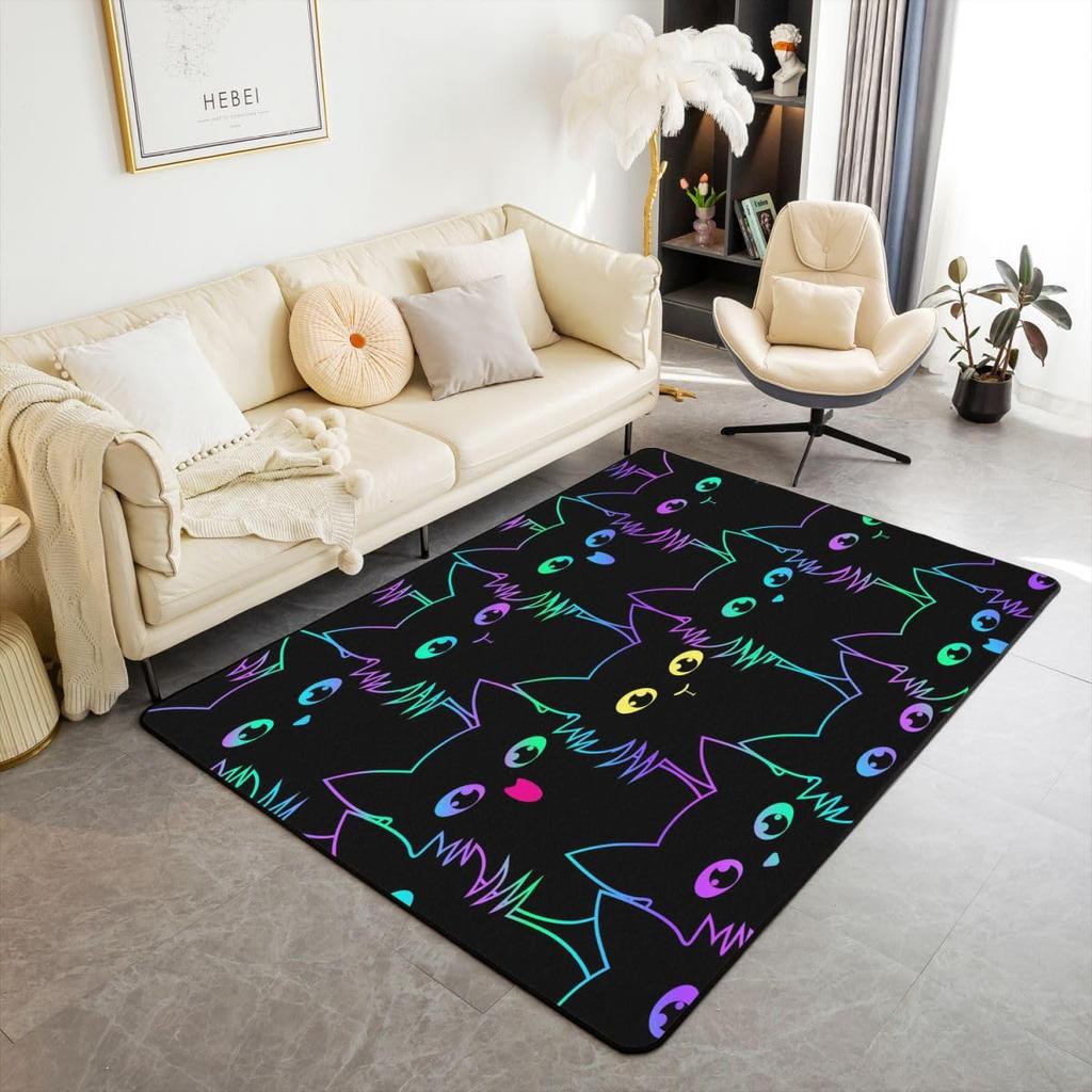 Rennauto Spielmatte 1,50 m x 1 m für Jungen Nachttisch, Schwarz Weiß Karierte Flagge Rutschfester Teppich Kinder Spielteppiche, Geometrischer Karomuster Teppich Spaßmatte für Kinder