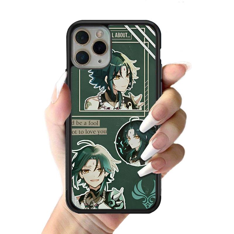 Genshin Impact Anime Phone Case Silikonové PC+TPU pouzdro pro iPhone 11 12 13 Pro Max 8 7 6 Plus X SE XR Hard Fundas