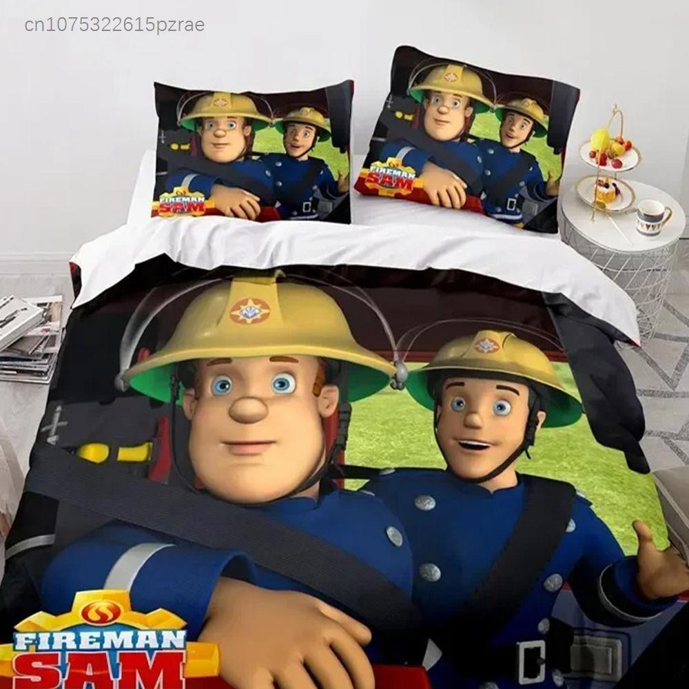 3D Print Cartoon Fireman Sam Bedding Set Duvet Cover With Pillowcase Single Double Twin Full Queen King Size