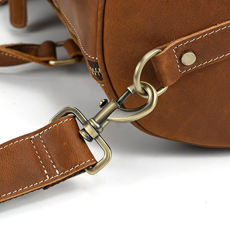 Men'S Leather Wallet Crazy Horse Leather Iron Chain Anti-Theft Long Wallet Multi-Card Wallet Mobile Phone Change Bag