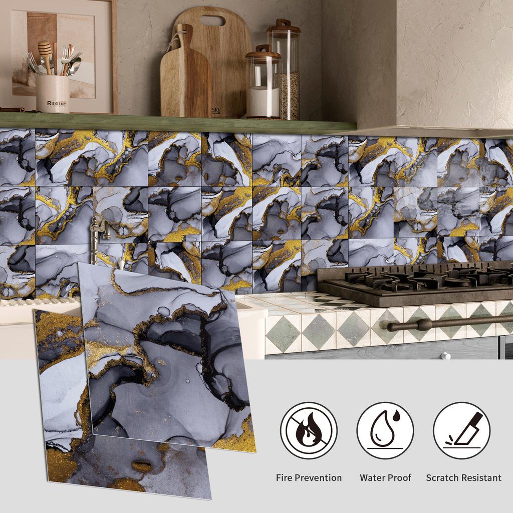 Self-adhesive Wall Sticker Kitchen Bathroom Waterproof and Oil-proof Crystal Tile Sticker Marble Pattern Home Decoration Wallpaper