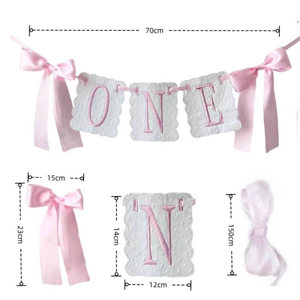 Bowknot One-Year-Old Birthday Cap Pink Blue Embroidery First Birthday Garland Lace Edge Ball Birthday Hat First Birthday