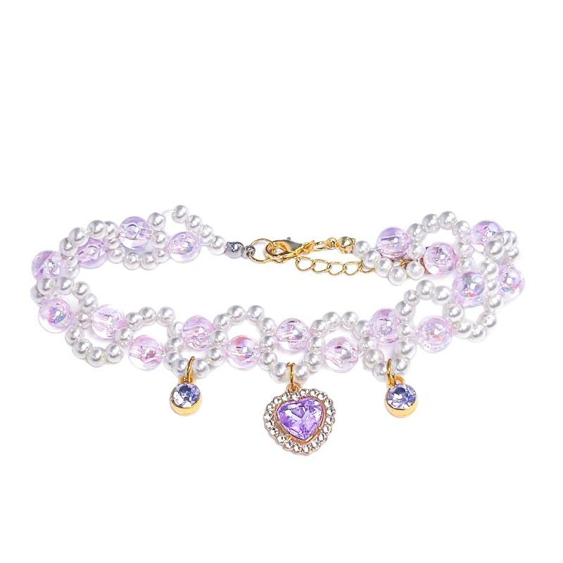 Original Pet Cat Pet Dog Necklace Exquisite Pearl Handmade Love Beaded Collar Korean Version