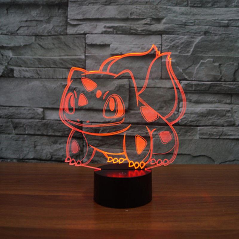 Bulbasaur 3d Touch Night Light 7colors Usb Rechargeable Home Decoration Office