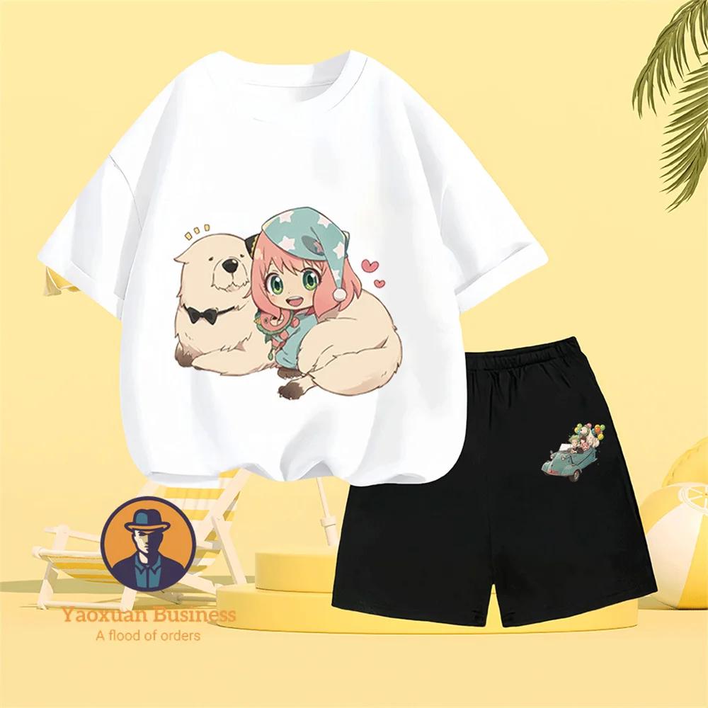 Children's Summer Cute SPY×FAMILY Cartoon Print Two-Piece Set, Fashionable Hot Sale, Boys and Girls