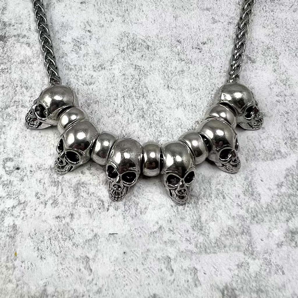 Metal Skull Pendant Necklace Punk Style Choker Necklace Hip Hop Clavicle Chain Necklace Gothic Jewelry for Eboy Men