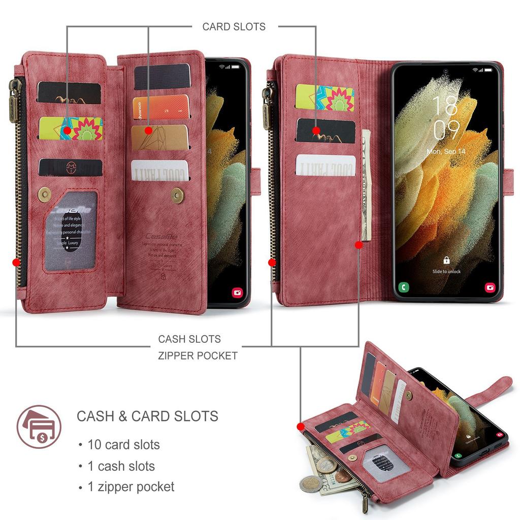 Suitable for Samsung S21Ultra phone case, A52 phone leather case, Note20 retro wallet leather case, S20FE