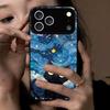 Case for iPhone 17 ProMax Pro Anime Black Cat Starry Cloud Print Phone Cover Acrylic Hard Back Shell With Flexible TPU Edge