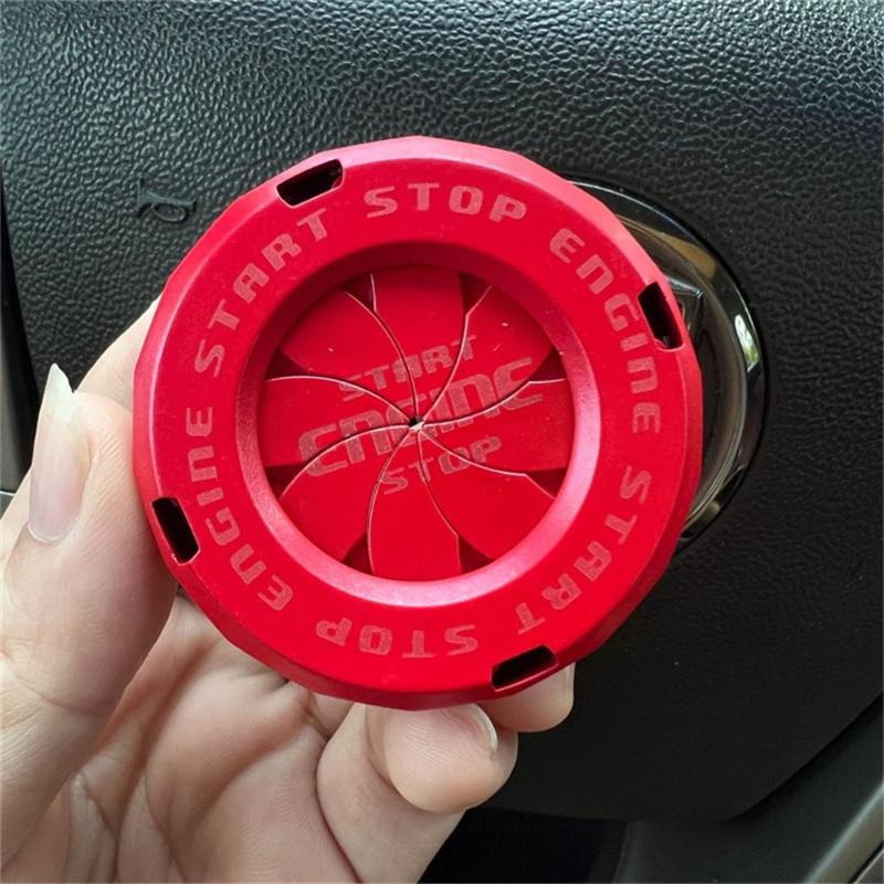 1Pc Car Moto Engine Start Stop Button Cover Blade-type Rotatable Protection Cap for Ignition Switch Interior Decoration Sticker