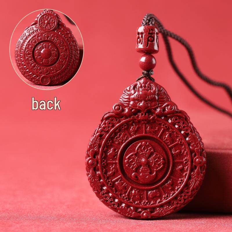 Nine Palaces Cinnabar Bagua Pendant - Purple Gold Sand Men's & Women's Necklace
