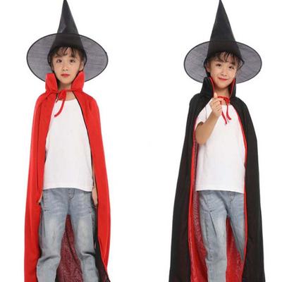 Costumes de performance Halloween Cape avec chapeau Vêtements de sorcière double couche Enfants Adultes