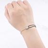 Authentic copper Asymmetric White Zircon Black String Bracelets Anniversary Valentines Gift Bracelets Jewellery Accessory