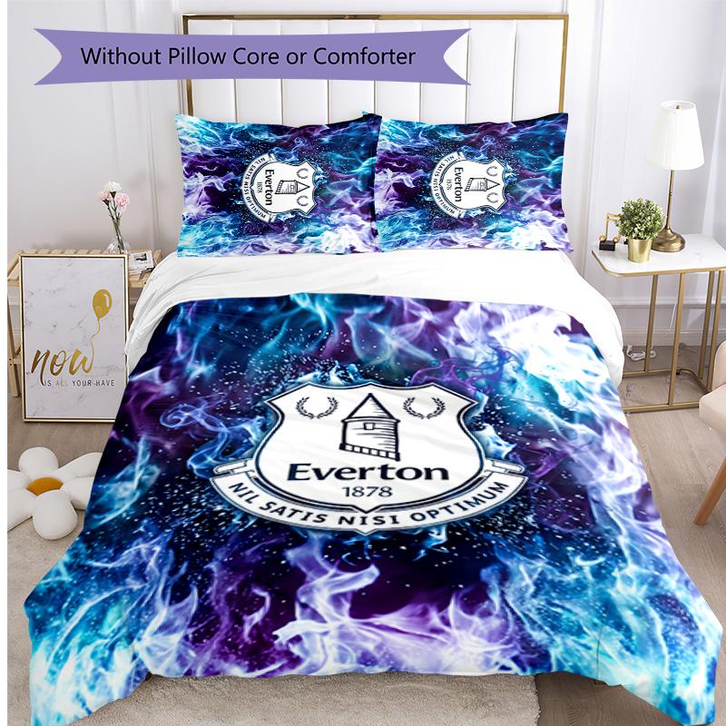 Set Lenzuola Everton Football Stampato 3 Pezzi, Comodo Set Copripiumino per Camera da Letto Amico della Pelle