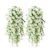 2pcs Artificial Hanging Flowers Faux Petunias UV Resistant Fake Flower Simulated Wall Hanging Colorful Plants For Garden Porch