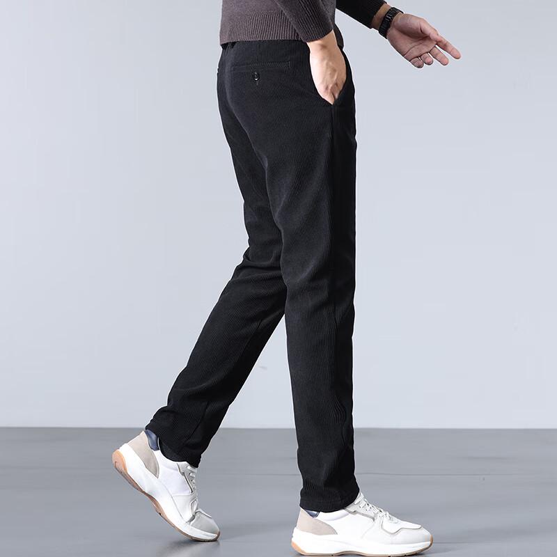 Shanshan Men's Fleece-Lined Corduroy Straight Casual Pants