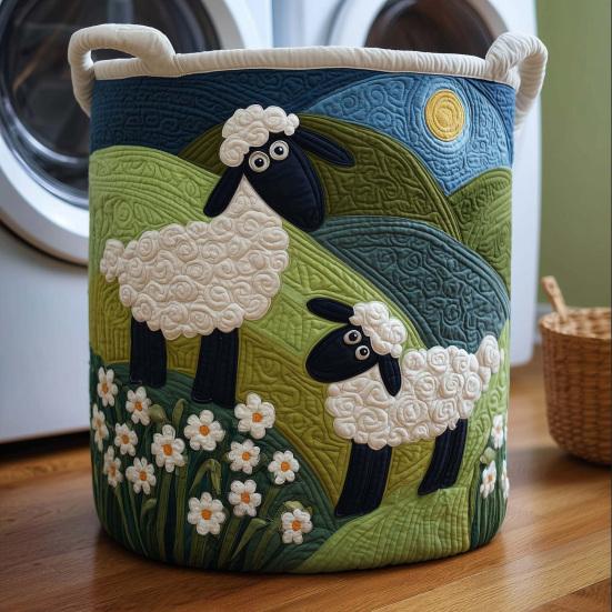 Quilted Laundry Basket Large Capacity with Handles Organizer Foldable Soft Storage Box for Nursery Bedroom Laundry Room