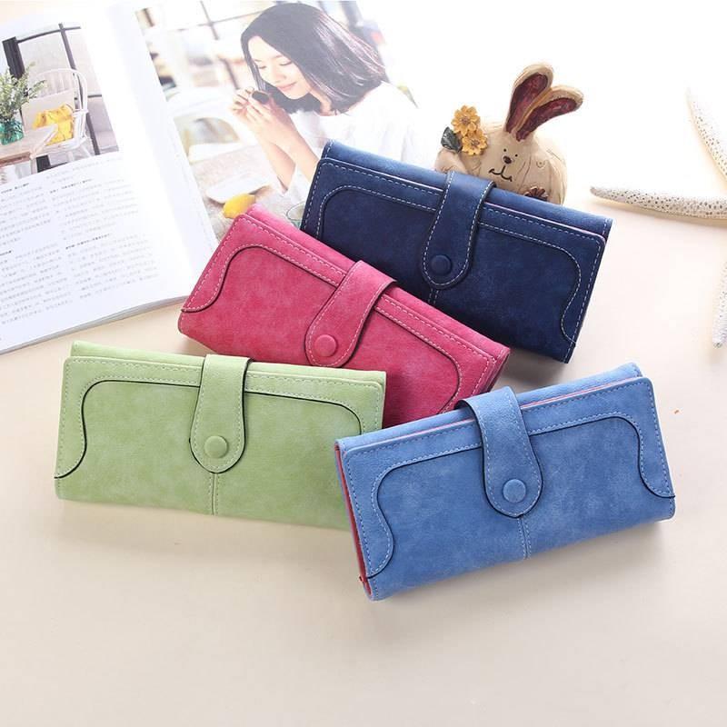 Stylish Vintage Pu Leather Long Wallet For Women With Magnetic Closure And Soft Texture