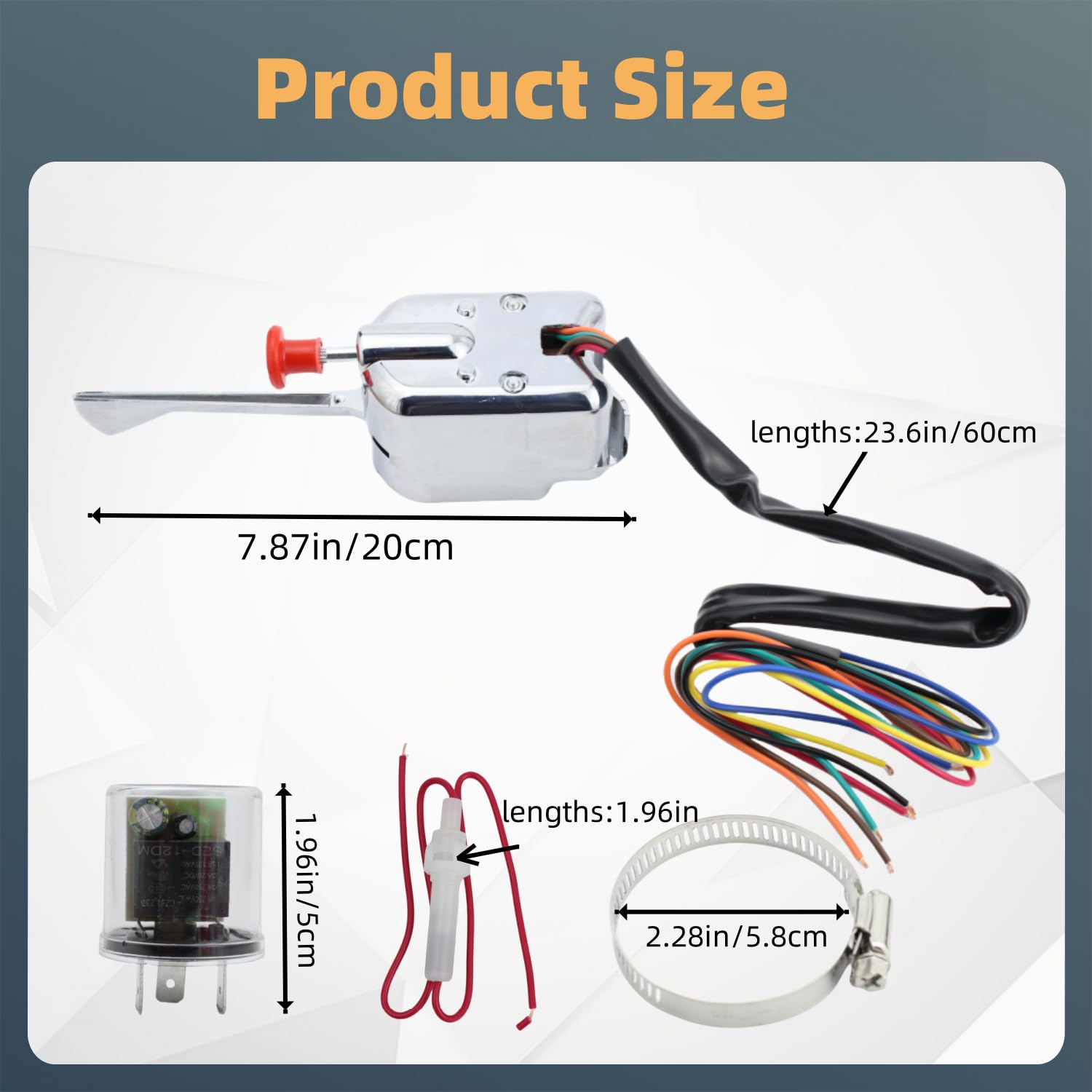 Universal Turn Signal Switch 12V 7 Wires with Mounting Clamp, Hot Rod Chrome Replacement for Ford GM Car Truck Street Rod Dune Buggy Sand Rail