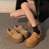 Damen Frühling und Herbst neue All-Inclusive-Schuhe mit dicker Sohle, vielseitige lässige Einzel-Schuhe mit kleinem Höhenzuwachs zum Kombinieren