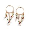Boucles d'oreilles pendantes longues à pompon en cristal champignon coloré style bohème pour femmes, anneau d'oreille exagéré, tendance, cadeau, bijoux Y2K