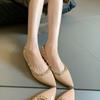 European and American flat-bottomed summer new shallow-mouth foot thick heel pointed rivet flat-heeled single shoes