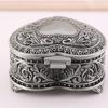Antique Heart Shaped Jewelry Container Florals Engraved Box Decorative Storage Case for Rings Necklaces Earrings