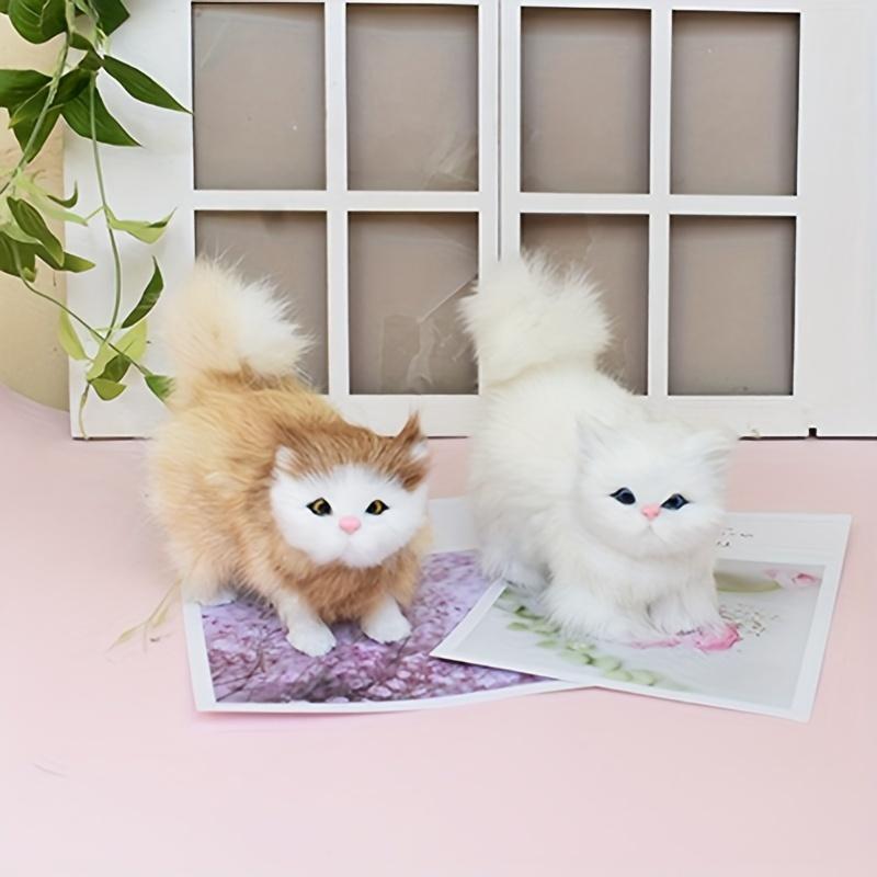 New Cute Simulation Kitten Animal Cat Decoration Gift Home Car Ornament Crafts Plush Figurine Miniature Christmas Party Model