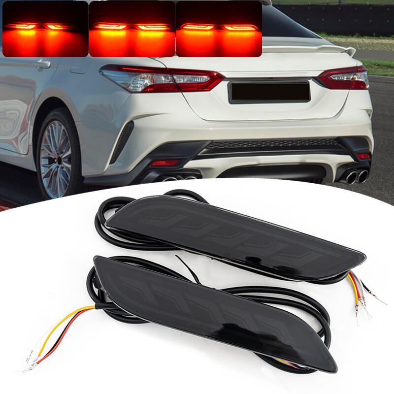Smoked LED Rear Reflector Tail Brake Turn Signal Lights For 2018-20 Toyota Camry