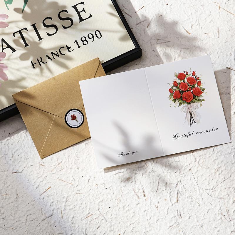 1/4/8 sets Flower Bouquet Cards with Envelopes for Thank You, Wedding, Valentine, Christmas, Birthday, Parents, Wife, Teacher