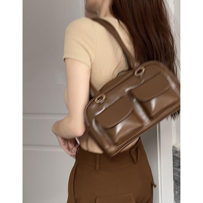 Large Capacity Double Pocket Women's Bag Shoulder Bag Tote Niche Design Premium Sense Casual High Quality