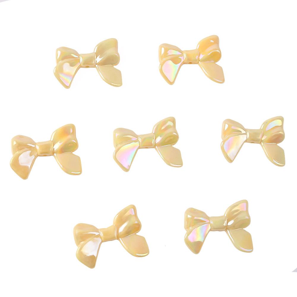 Acrylic Ab Plated Color Imitation Bow, Solid Color Beads, Straight Hole Loose Beads Diy Jewelry, Necklace, Hairpin, Beaded Material