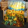 Multi-size Vibrant Sunflowers and Sky. Pattern Blanket Flannel Material Soft Warm for All Seasons, Home Outdoor Camping Picnics