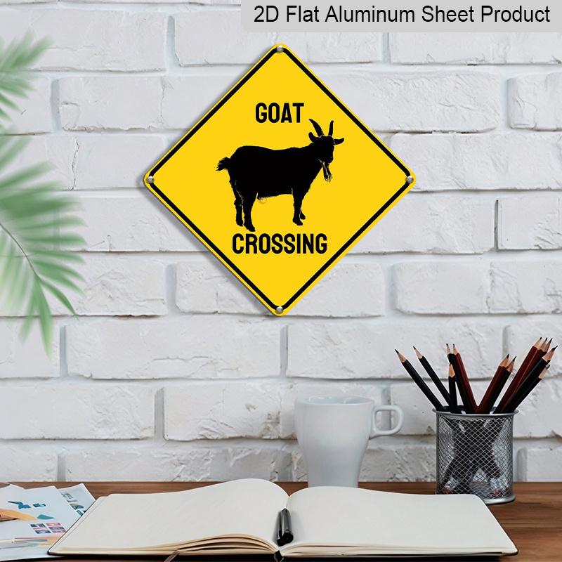 2D Flach 1 Stück, Ziegenüberquerung Diamant-Aluminiumschild - Metall-Warnschild, Rostfreie Farm- & Ranch-Dekoration für Auffahrt, Weide, Scheune, Ländlicher Hof