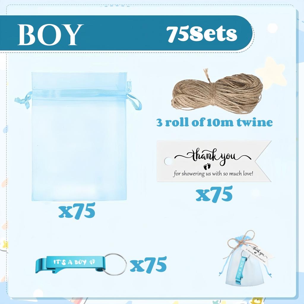 25-100Sets Bottle Openers Keychain Baby Shower Return Favors for Guest Boy Girl Thank You Gifts for Gender Reveal Party Souvenir