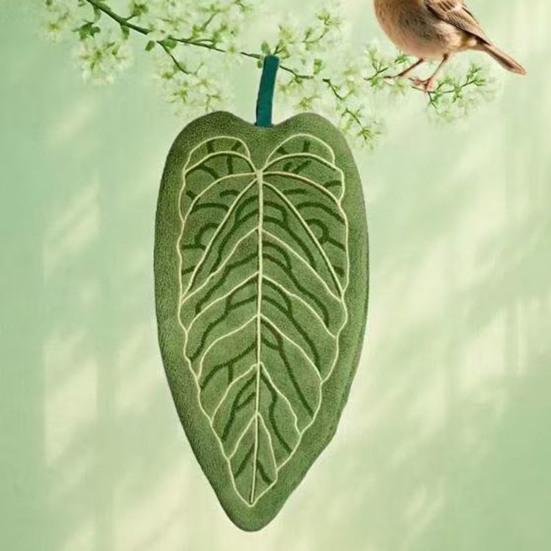 Leaf Shape Hand Towel Double-Sided Hanging Towel Lint-free Absorbent Leaf Towel with Hanging Loop