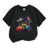 Kids Boys Girls 100% Cotton Crew Neck Short Sleeve T Shirt, Cute Cartoon Bat Vehicle Print Casual Soft Tee for Children Daily Wear Summer Tops