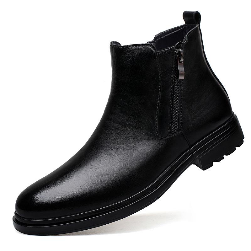

Men s Plus Size Retro Leather Martin Boots – Breathable, Side Zipper, Low Heel, Round Toe Casual Shoes. 46