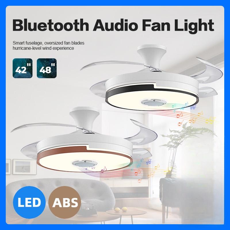 6-gear Adjustment Invisible Fan Ceiling Fan With Light Household Bedroom LED Lighting Electric Fan Bluetooth Audio Fan Light