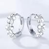 1 Pair Women Hoop Earrings Flower Rhinestone Jewelry Korean Japanese Style All Match Shiny Circle Earrings for Prom