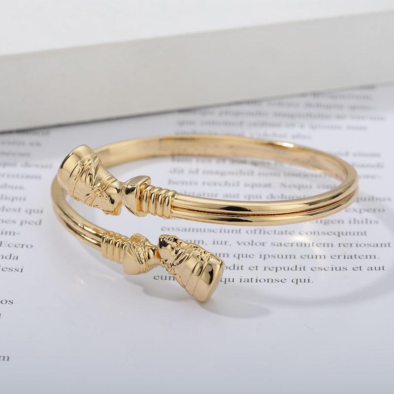 

Egyptian Queen Nefertiti Bangles African Cuff Bracelet Stainless Steel Adjustable Luck Bracelets For Women man Zircon Gift