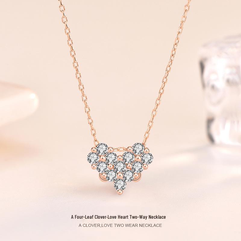 

Li Ming S925 Silver Four-Leaf Clover Heart Pendant Necklace 925 Silver
