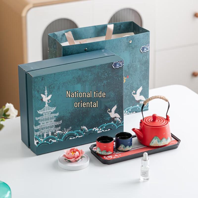 

Oriental Hand-Painted Ceramic Tea Set