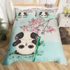 Panda Duvet Cover Set King Size Black And White Animal Comforter Cover With Pillowcases Starry Sky Blue Ultra Soft Quilt Cover