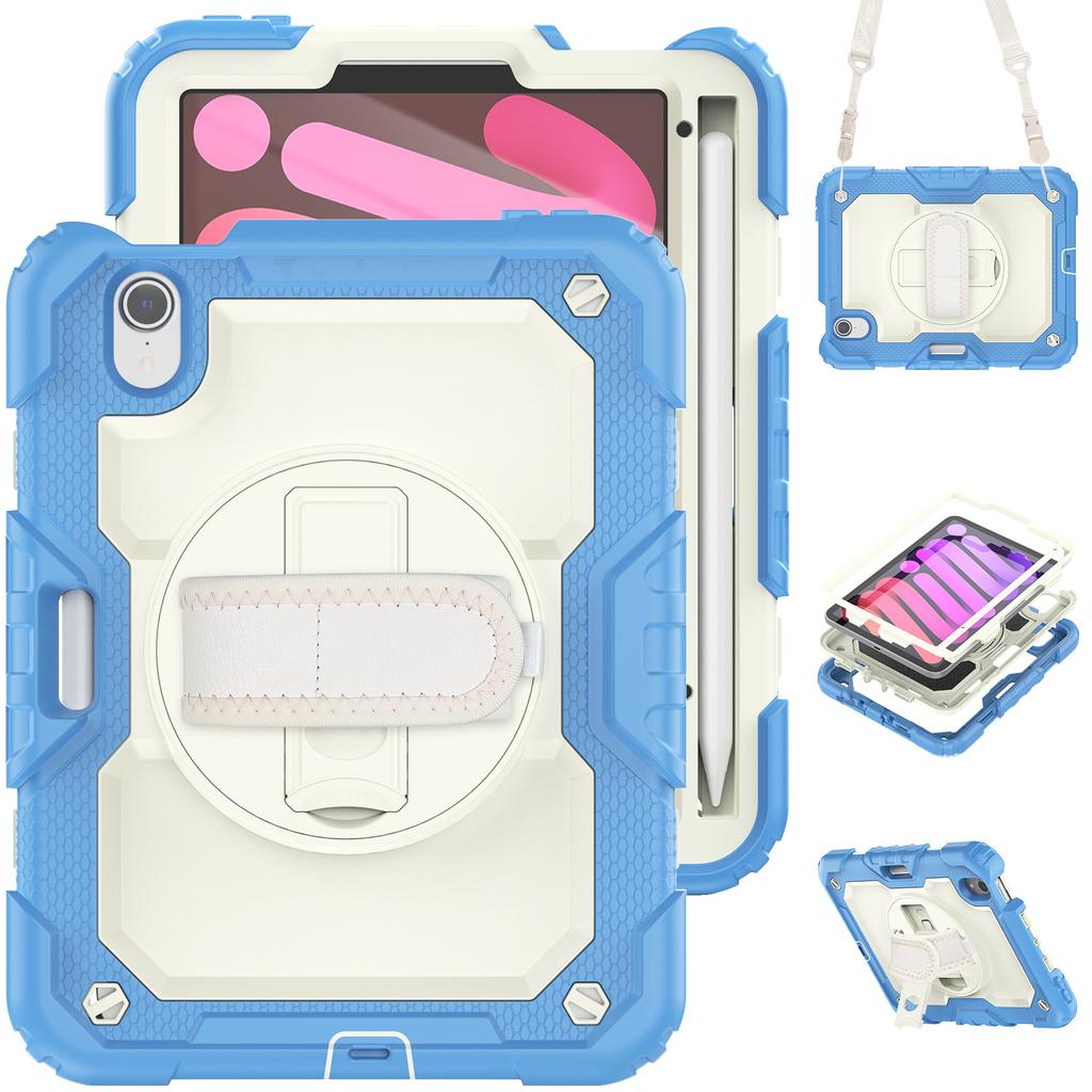 360 Rotatable Stand Case Universal For iPad Mini 7 2024 A17 Pro Mini 6 2021 8.3 Inch Heavy Duty Cover With Screen Protector Capa