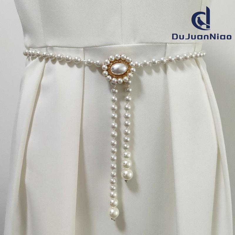 Perlenbesetzter Taillengürtel für Damen, elegantes, rundes Damenkleid