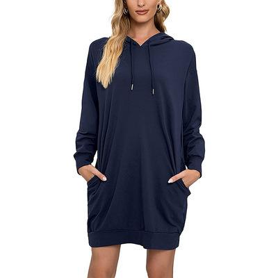 Felpa Lunga con Cappuccio da Donna Coulisse Manica Lunga Vestibilità Larga Colore Unito Casual Tunica Top con Tasche