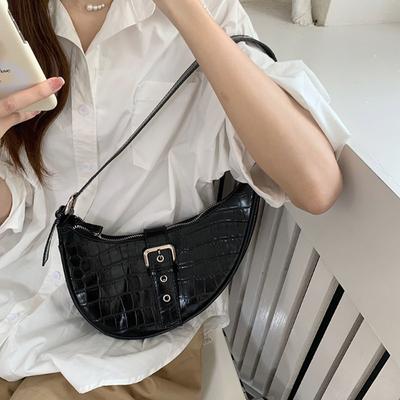 Unregelmäßiges Designgefühl Achseltasche Koreanische Version Textur Neue Damen Schultertasche Schwarz Mode Steinmuster Pendler Handtasche
