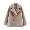 Womens Reversible Streetwear Double-Sided Coat Winter Fashion Outerwear Long Sleeve Turn-Down Collar Faux Leather Jacket