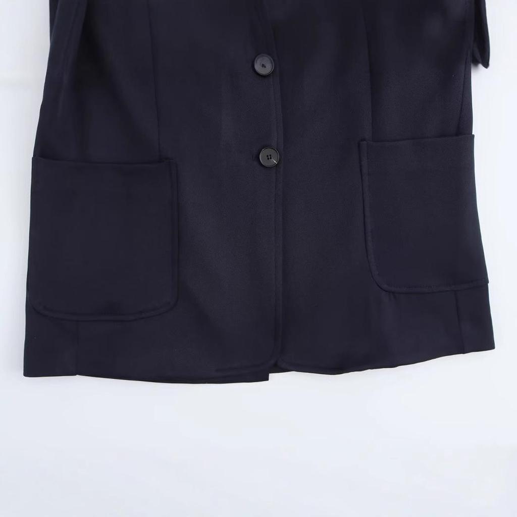 2024 Autumn Women's European-American Fashion Oversized Suit Jacket with Pocket Accents