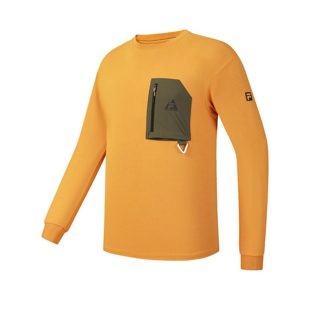 

FILA Explore Fashion Simple Personality Trendy Vitality Outdoor Casual Versatile Comfortable Long Sleeve T-Shirt Men tops Yam-Orange A11M617206FOR 2XL